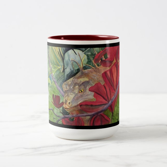 2 Couleurs Tasse d'iguane de dragon de fleur (Centre)