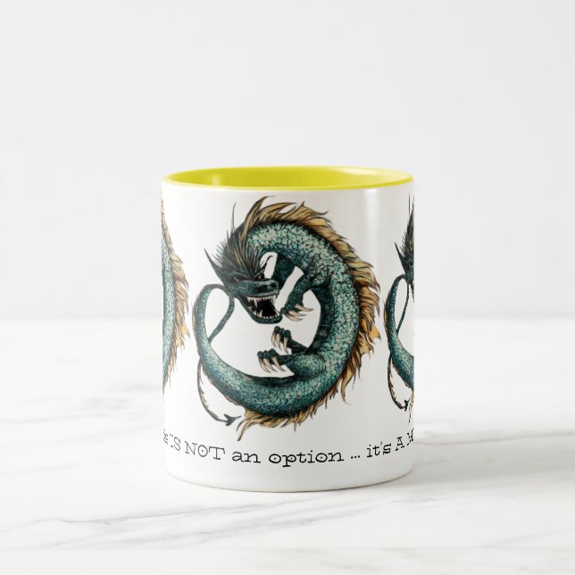 2 Couleurs Tasse d'imaginaire de dragon de matin (Centre)