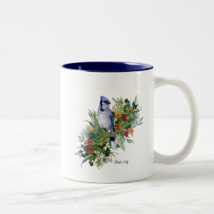 2 Couleurs Tasse d'oiseau Geai Bleu