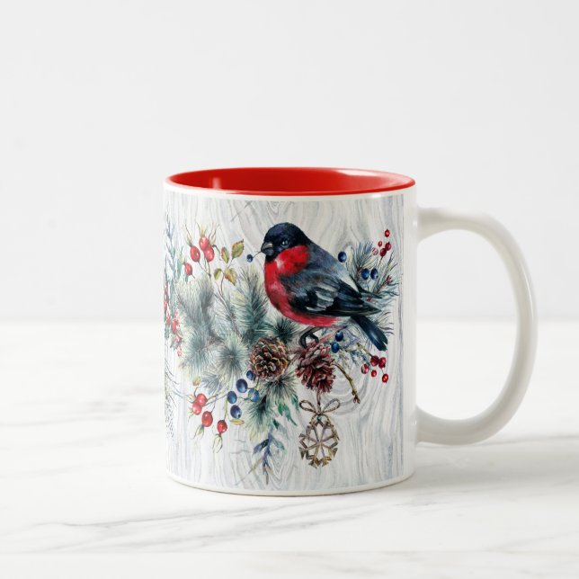 2 Couleurs Tasse d'oiseaux d'hiver (Droit)