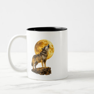 2 Couleurs Tasse Double Face Deux Tons Lune de Loup Majestueu