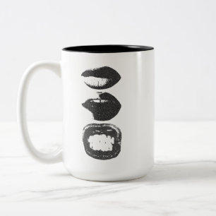 2 Couleurs Tasse Double Face Sourire aux Lèvres Noires Mini