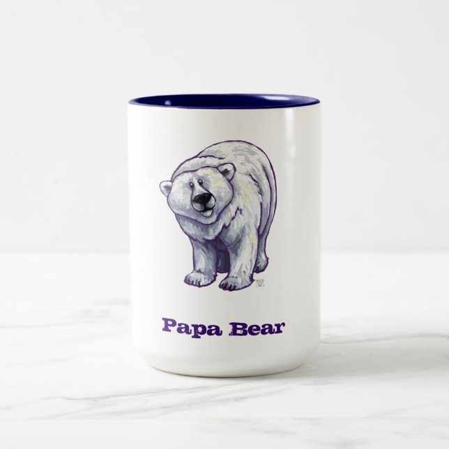 2 Couleurs Tasse d'ours blanc d'ours de papa (Centre)