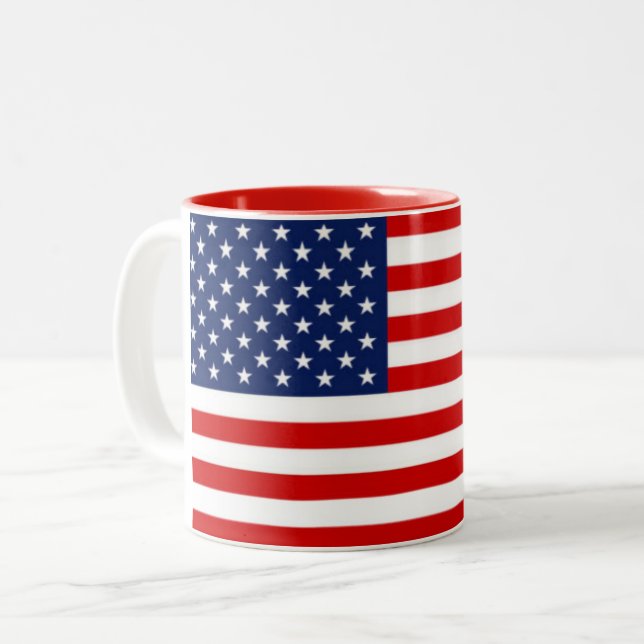 2 Couleurs Tasse Drapeau États-Unis (Devant gauche)