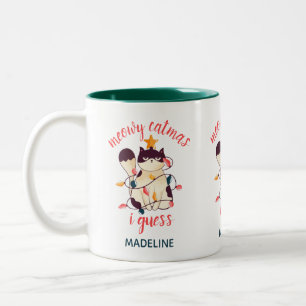 2 Couleurs Tasse drôle et sarcastique Meowy Catmas je suppose