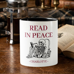2 Couleurs Tasse drôle pour amateurs de livres Squelette de l