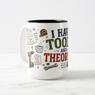 2 Couleurs Tasse Drôle pour Papa avec Outils et Théories