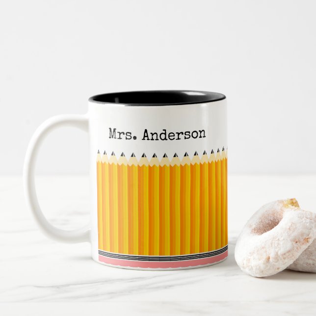 2 Couleurs Tasse du crayon du professeur (Avec donut)