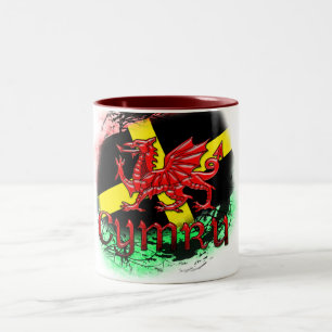 2 Couleurs Tasse du jour de St David, grunge, St David,