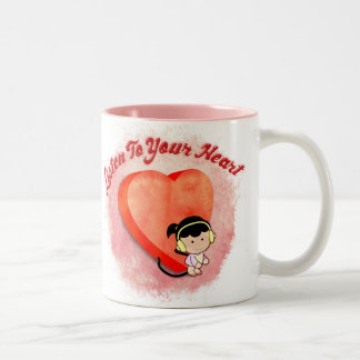2 Couleurs tasse écoutez votre cœur