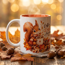 Tasse Écureuil Café Cosy & Glands – Aquarelle d'Au