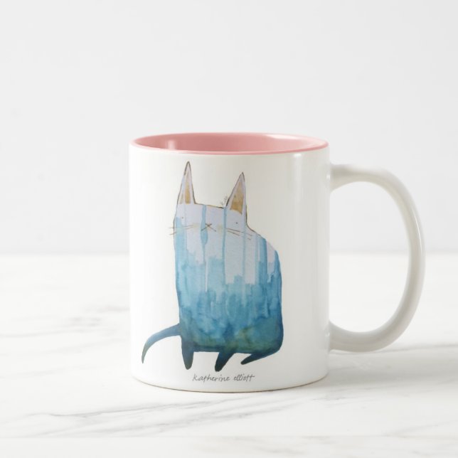 2 Couleurs Tasse | Edgar de Kitty d'aquarelle (Droit)