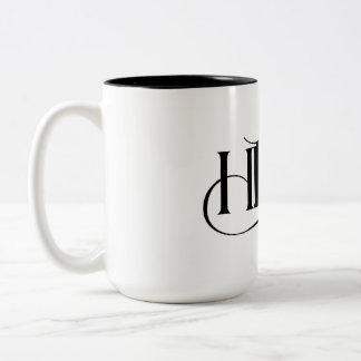 2 Couleurs Tasse élégante au monogramme HR et chat fantaisist