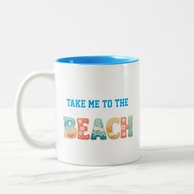2 Couleurs Tasse « Emmène-moi à la plage » (Gauche)