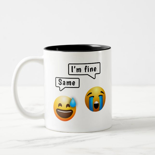 2 Couleurs Tasse Emoji Visage Sourire Mignon (Gauche)