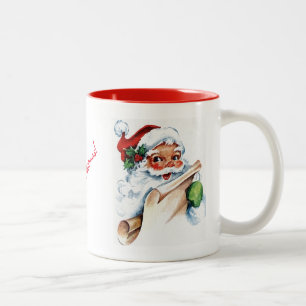 2 Couleurs Tasse en aquarelle visage de Santa