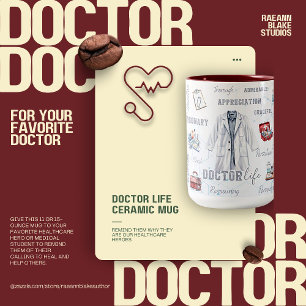 2 Couleurs Tasse en céramique bicolore Doctor Life