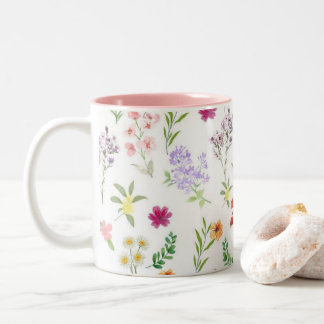 2 Couleurs Tasse en céramique botanique à fleurs roses sauvag