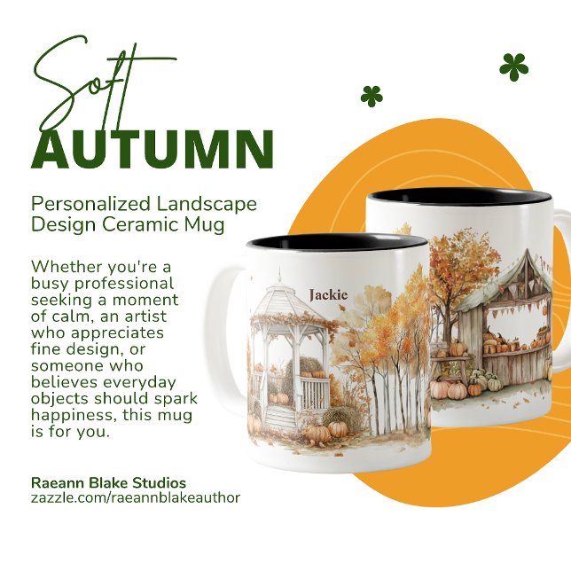 2 Couleurs Tasse en céramique de paysage d'automne doux (Créateur téléchargé)