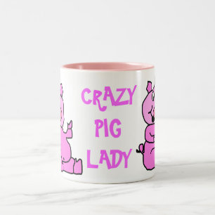 2 Couleurs Tasse en céramique de porc de porc rose "fou de