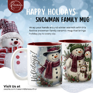 2 Couleurs Tasse en céramique Famille de Bonhomme de Neige Jo