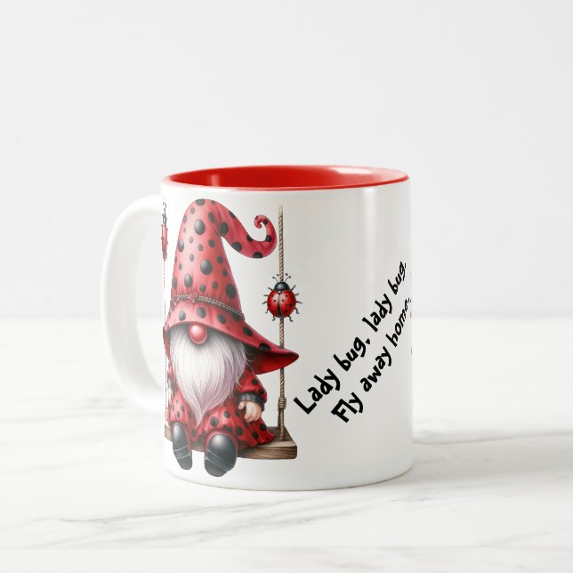 2 Couleurs Tasse en céramique Gnomes Ladybug Balançoire (Devant gauche)