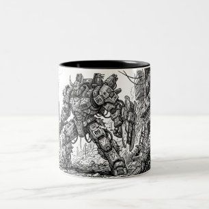 2 Couleurs Tasse en céramique Robot Mecha Futuriste
