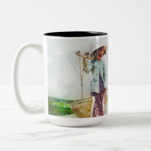 2 Couleurs Tasse en céramique Scène aquarelle sereine pour la