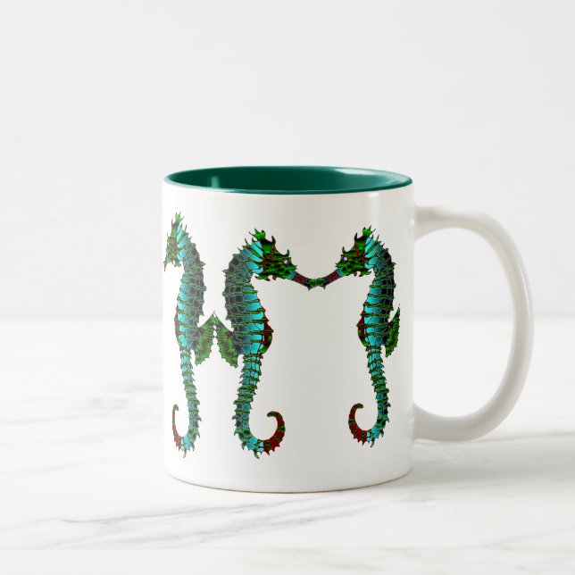 2 Couleurs Tasse en céramique verte d'hippocampes (Droit)