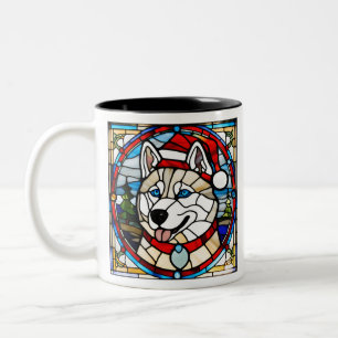 2 Couleurs Tasse en verre feuilleté Husky Sibérien.