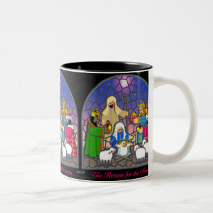 2 COULEURS TASSE EN VERRE SOUILLÉ DE NATIVITÉ