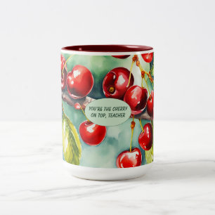 2 Couleurs Tasse Enseignant Fleurie Gras Cerise sur le Gâteau
