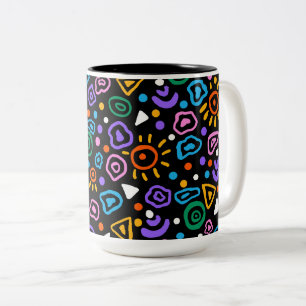 2 Couleurs Tasse esthétique géométrique abstraite Thé d'art