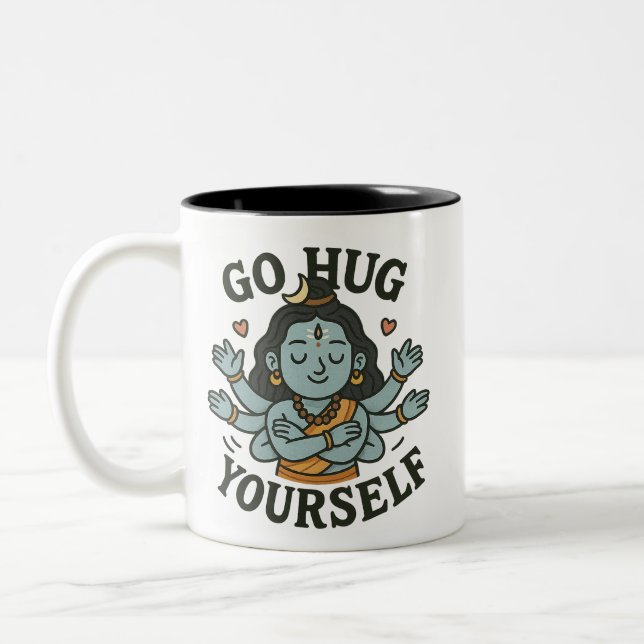 2 Couleurs Tasse « Étreignez-vous vous-même » – Shiva d'amour (Gauche)