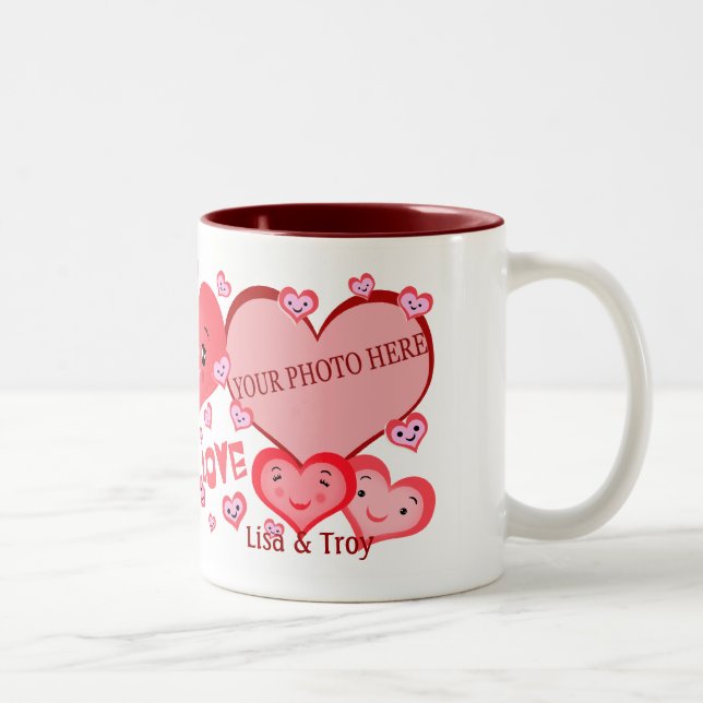2 Couleurs Tasse faite sur commande de modèle photo de coeur (Droit)
