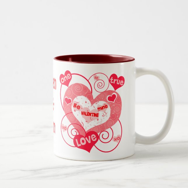 2 Couleurs Tasse faite sur commande de Saint-Valentin (Droit)