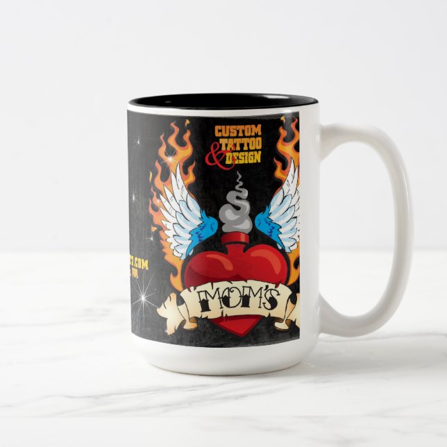 2 Couleurs TASSE faite sur commande du tatouage de la MAMAN (Droit)