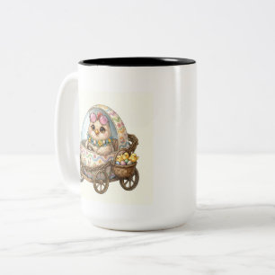 2 Couleurs Tasse Famille de poussins mignons dans une pousset