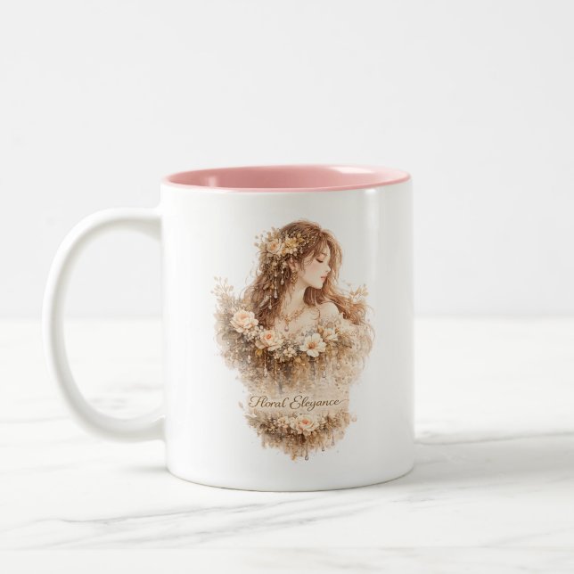 2 Couleurs Tasse Femme Élégance Florale (Gauche)