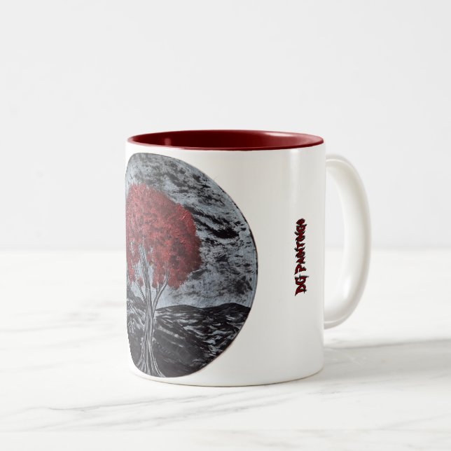 2 Couleurs Tasse Feuilles Cramoises DG Peintures (Devant droit)