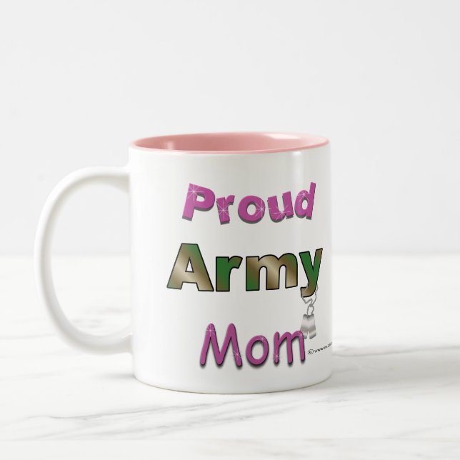 2 Couleurs Tasse fière de maman d'armée (Gauche)