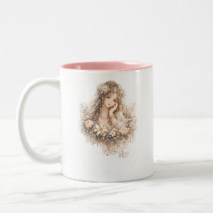 2 Couleurs Tasse Fille Fleur Blush