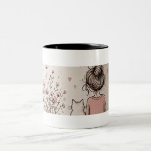 2 Couleurs Tasse Fille Mignonne et Chat