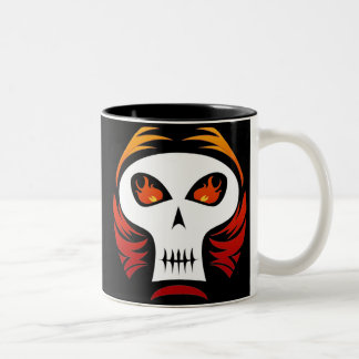 2 Couleurs Tasse flamboyante de crâne