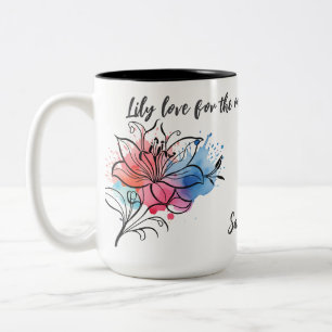 2 Couleurs Tasse Fleur de Lys Aquarelle pour Maman
