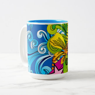 2 Couleurs Tasse Fleur Hippy