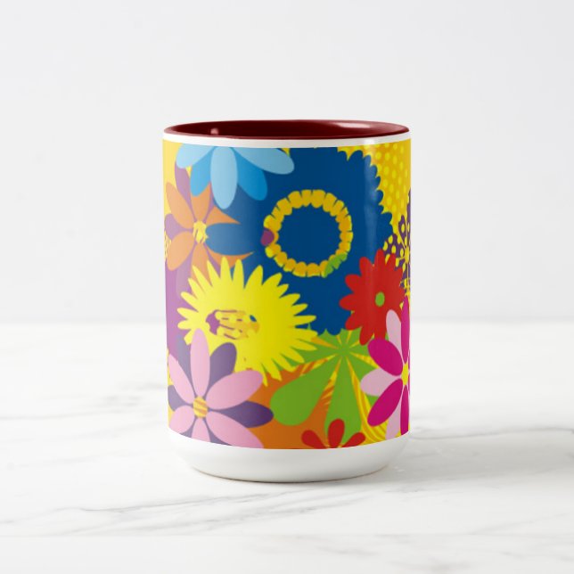 2 Couleurs Tasse fleurie de deux tons (Centre)