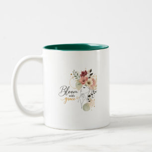 2 Couleurs Tasse Fleurie 'Épanouissez-vous avec Grâce'
