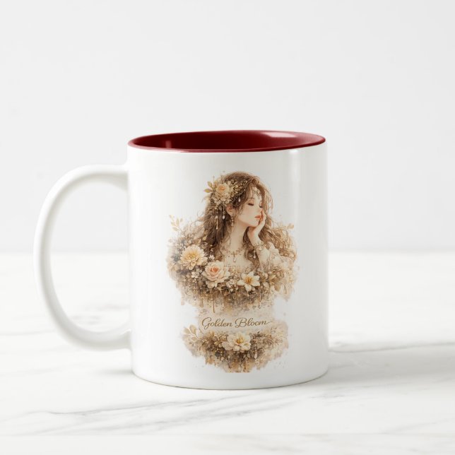 2 Couleurs Tasse Fleurie Golden Bloom (Gauche)