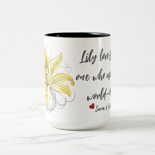 2 Couleurs Tasse Fleurie Lily Love – Cadeau pour Maman (Centre)